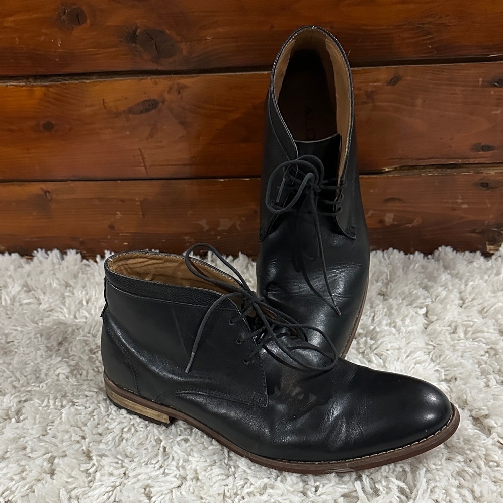 ALDO Men’s 90’s Retro Black Leather Chukka Boots Sz 9.5